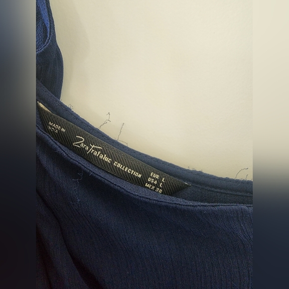 4/$45 - Zara Trafaluc Collection one shoulder navy blue dress size L - Picture 3 of 3